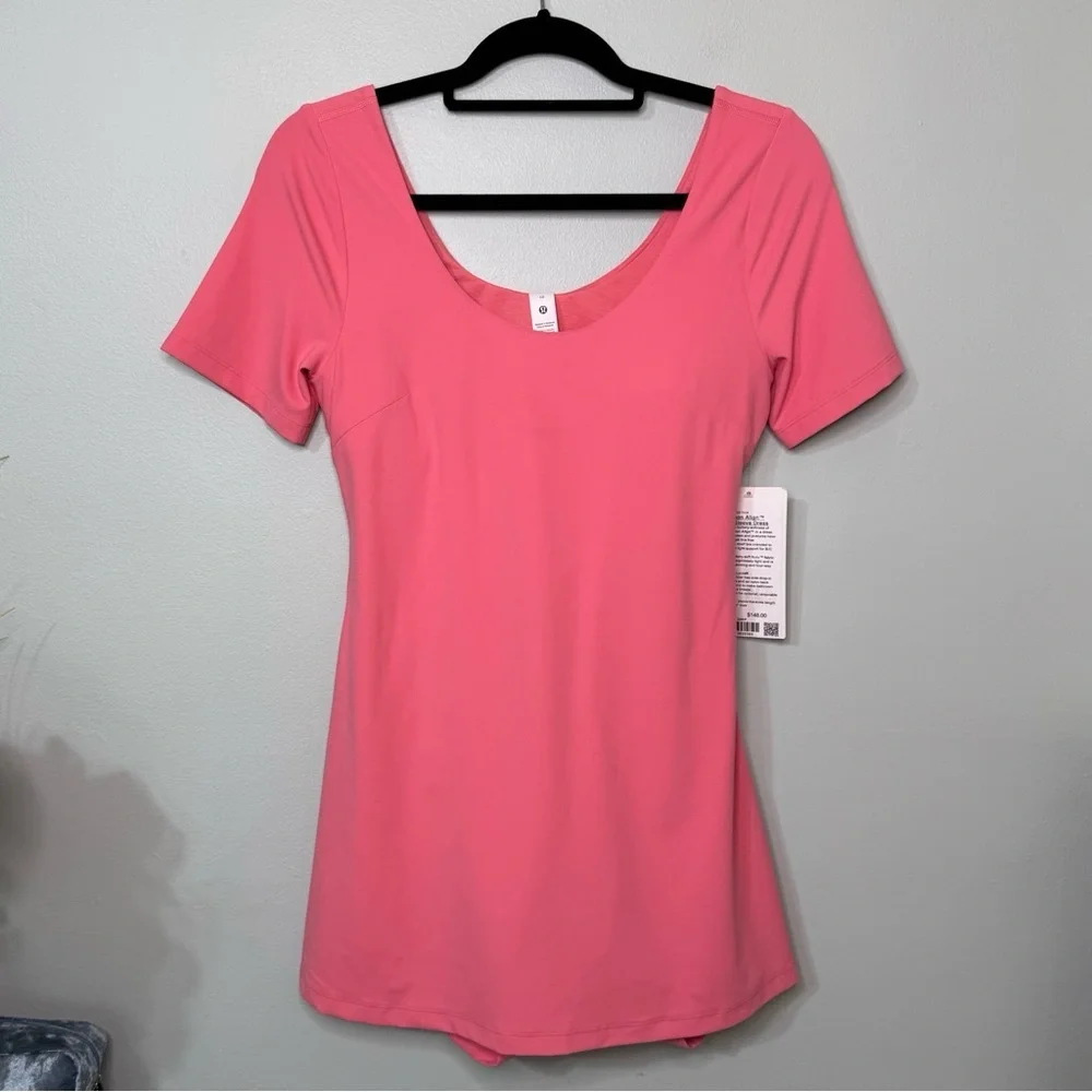Lululemon Align Short Sleeve Dress Athletic Mini Dress Sakura Pink 10 12 NWT - Picture 3 of 15